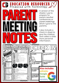 Preview of Parent-Teacher Conference Notes