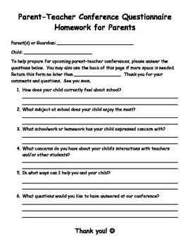homework survey for parents