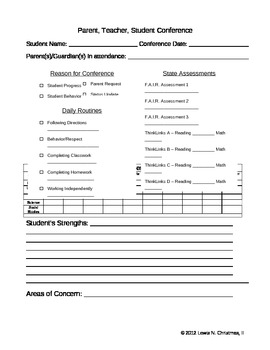 Preview of Parent Teacher Conference Record Form