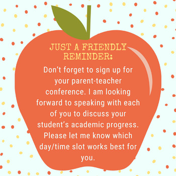 Preview of Parent Teacher Conference Reminder