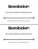 Parent Teacher Conference Reminder Form