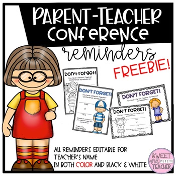 Preview of Parent Teacher Conference Reminder Forms [EDITABLE]