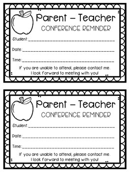 FREE Parent-Teacher Conference Reminder Notes by Shoelaces and Sugar