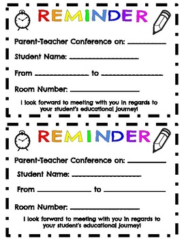 Preview of Parent-Teacher Conference Reminder Slip