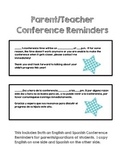 Parent/Teacher Conference Reminder- Spanish and English