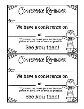 parent teacher conference reminder letter