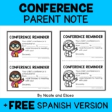 Parent Teacher Conference Reminder Note + FREE Spanish