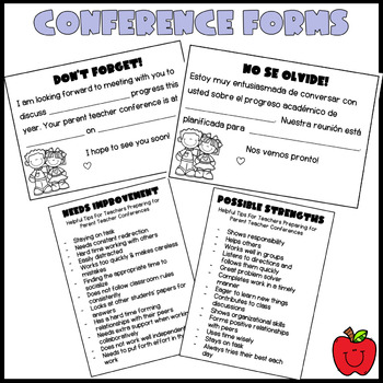 Parent Teacher Conference Reminders - Forms - Tips by The Jolly Classroom