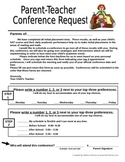 Parent Teacher Conference Request Form Letter to Send Home