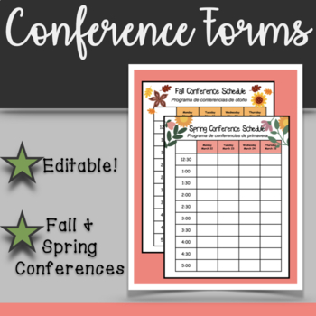 Preview of Parent Teacher Conference Schedule Template EDITABLE