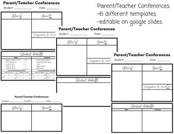 Preview of Parent/Teacher Conference Sheet