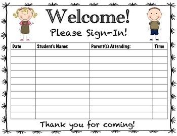 Preview of Parent Teacher Conference Sign In Sheet