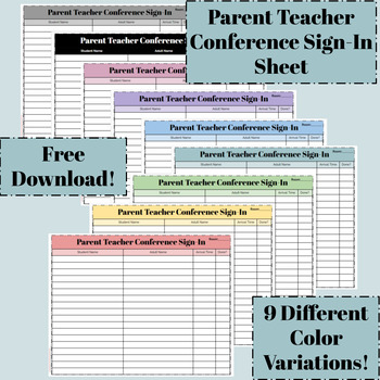 Preview of Parent Teacher Conference Sign-In Sheets