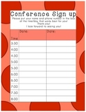 Parent Teacher Conference Sign Up Sheet Red Polka Dot