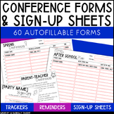 Parent Teacher Conference Sign Up Sheets & Party Sign Up S