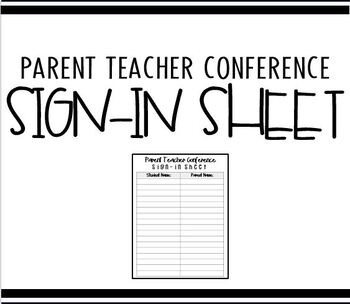 Preview of FREEBIE | Parent Teacher Conference Sign-in Sheet
