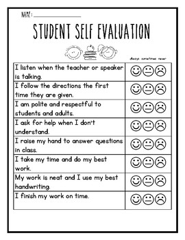 Parent Teacher Conference Student Self Evaluation by Second Grade has Hart