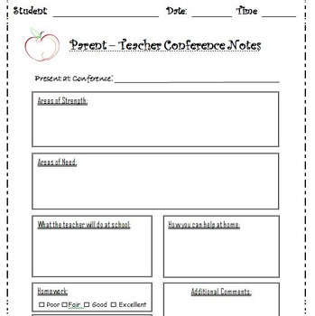 Preview of Parent-Teacher Conference Template