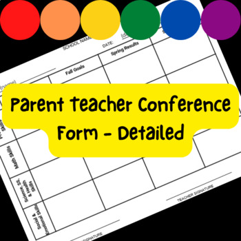 Preview of PreK/K Parent Teacher Conference Template by Subject and Semester
