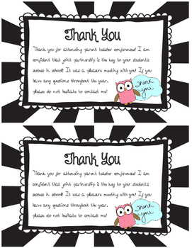 Parent-Teacher Conference Thank You Note- English and Spanish | TpT
