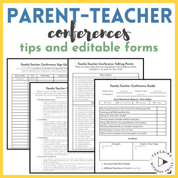 Preview of Parent-Teacher Conference Tips, Guide, Sign-Up, Editable Forms, Reflections