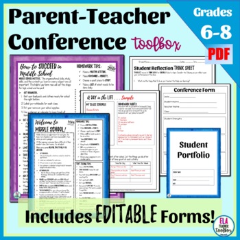 Preview of Parent Teacher Conference Forms for Middle School—Editable!