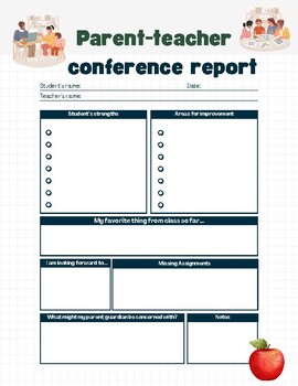 Preview of Parent Teacher Conference Worksheet