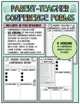 Preview of Parent-Teacher Conferences BUNDLE: Sign-In Sheet and Reports