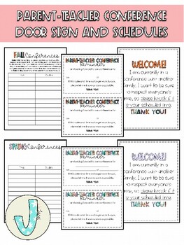 Preview of Parent-Teacher Conferences Door Sign & Schedule *EDITABLE*