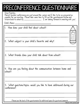 Parent Teacher Conference Forms by Lucky Little Learners | TpT