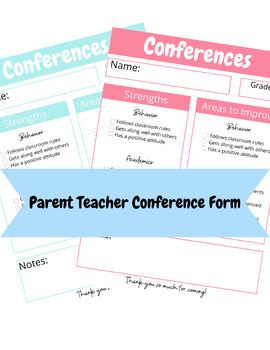 Preview of Parent Teacher Conferences Form