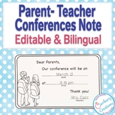 Parent-Teacher Conferences Reminder Note in English and Sp