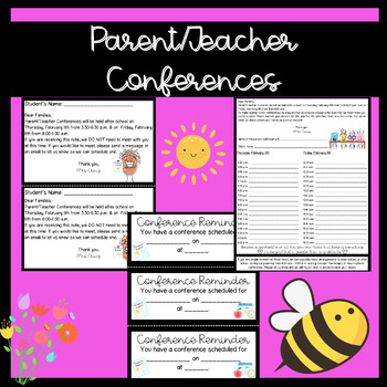 Preview of Parent/Teacher Conference Sheets