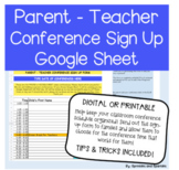 Parent Teacher Conferences Sign Up Form - Google Sheets