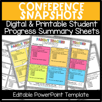 Preview of Parent Teacher Conferences Snapshot - EDITABLE powerpoint printable template