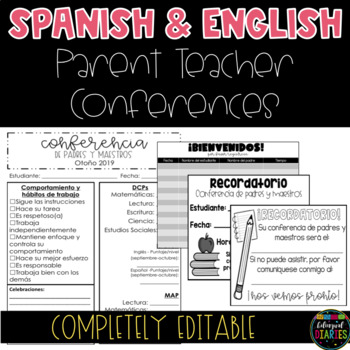 Preview of Parent Teacher Conferences Spanish & English - Editable