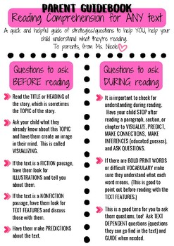 Preview of Parent/Teacher Guidebook for Reading Comprehension Strategies for ANY Text!