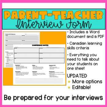 Preview of Parent - Teacher Interview Form