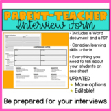 Parent - Teacher Interview Form