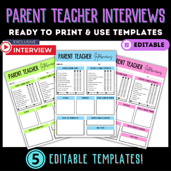 Preview of Parent Teacher Interview Forms/Templates