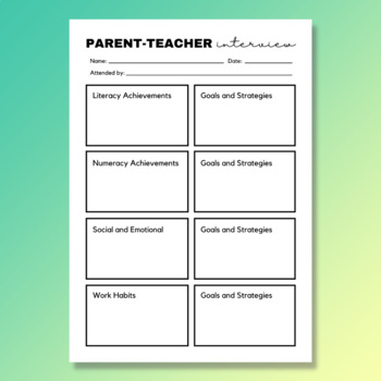 Parent Teacher Interview Notes - Parent Communication Form - Conference ...