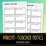 Parent Teacher Interview Notes - Parent Communication Form