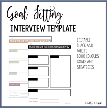 Preview of Parent, Teacher & Student Goal Setting Interview/Conference Template