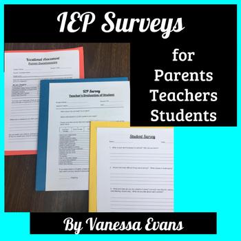Preview of Teacher, Parent, & Student Surveys for IEPs and Transition Plans
