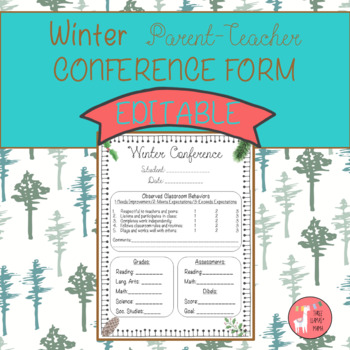 Preview of Parent-Teacher Winter Conference Form - Editable!