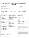 Parent/Teacher daily communication sheet