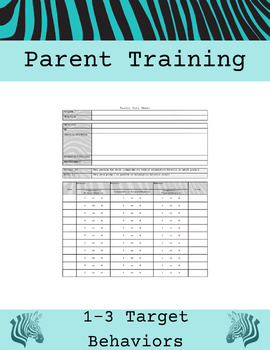 Preview of Parent Training Data Sheet | 1-3 Target Behaviors | Grey