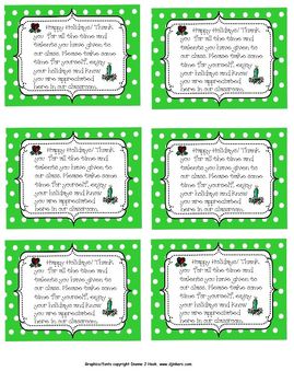 Parent Volunteer Winter Holiday Tags by Horner's Dugout | TPT