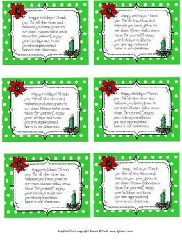 Parent Volunteer Winter Holiday Thank You Tags by Horner's Dugout