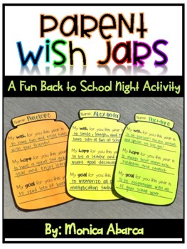 Preview of Parent Wish Jars - A Back to School Night Activity